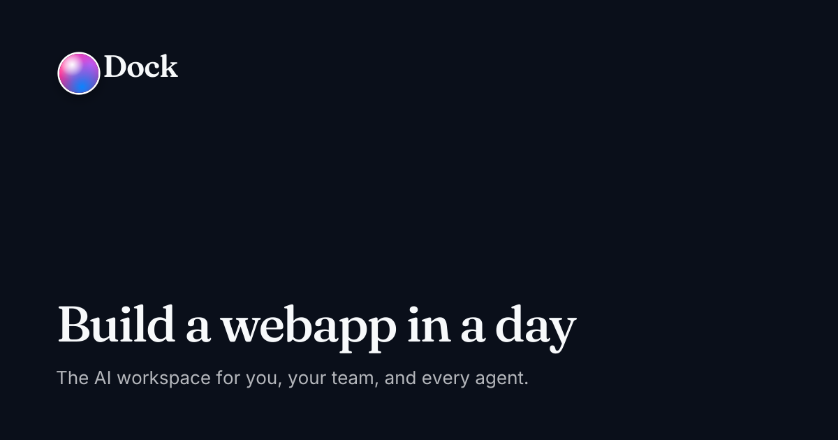 Build a webapp in a day · Dock on Dock