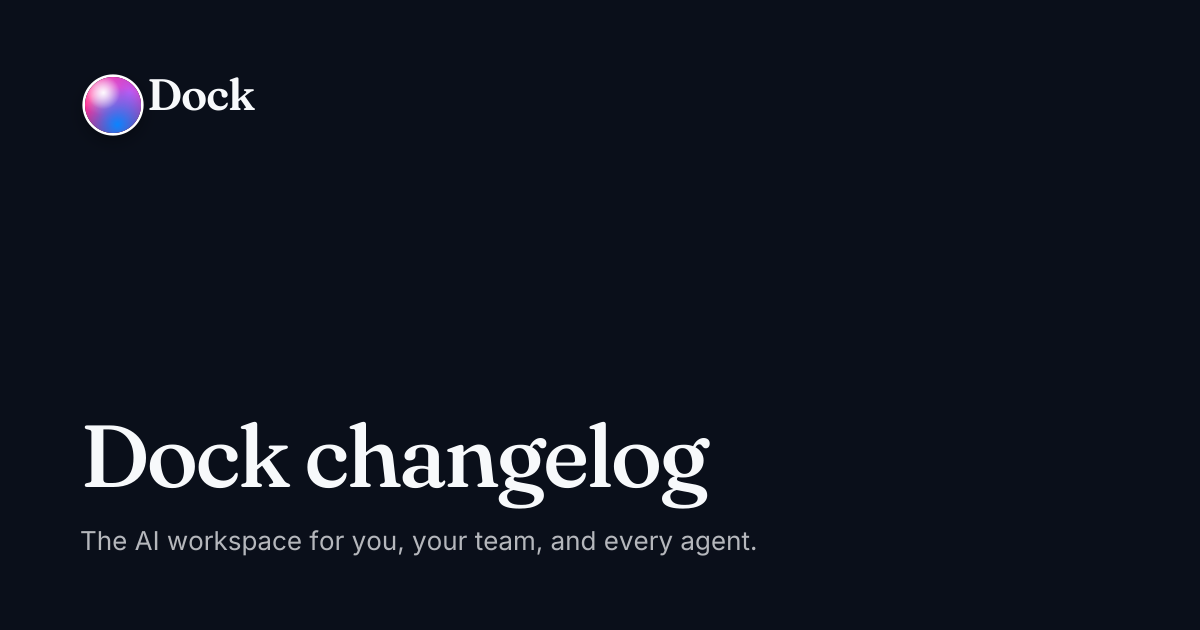 Dock changelog · Dock on Dock