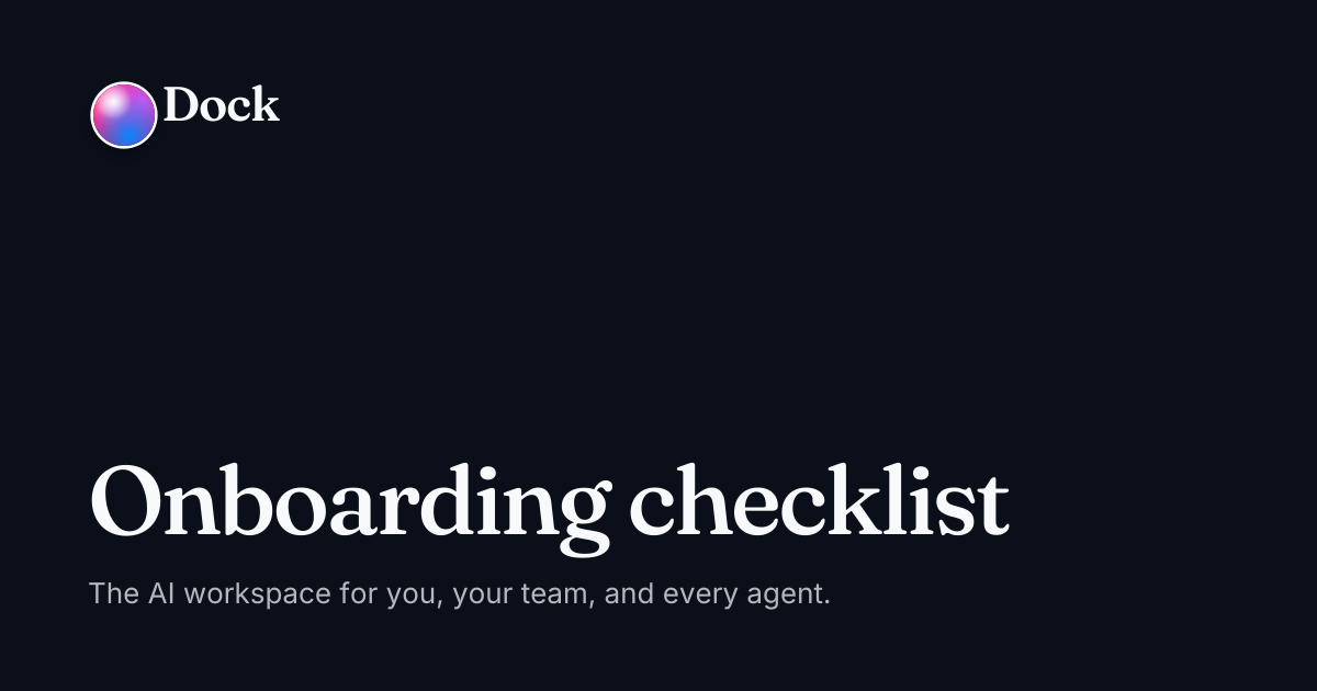Onboarding checklist · Dock on Dock
