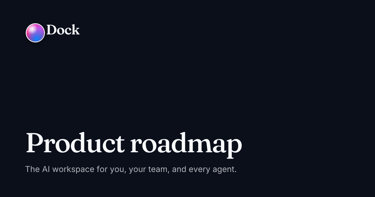 Product roadmap · Dock on Dock