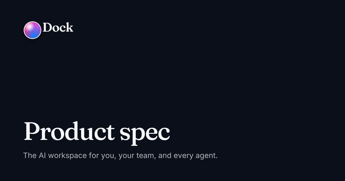 Product spec · Dock on Dock