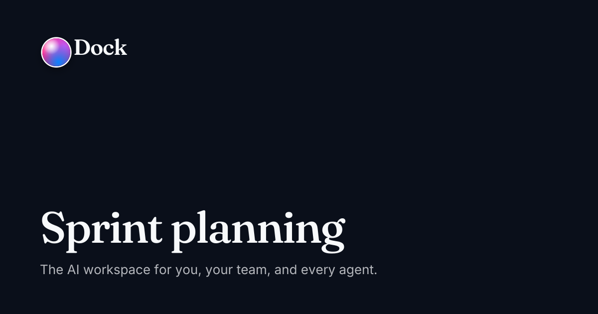 Sprint planning · Dock on Dock