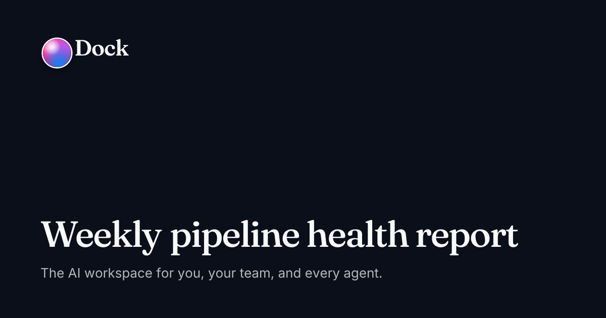 Weekly pipeline health report · Dock on Dock
